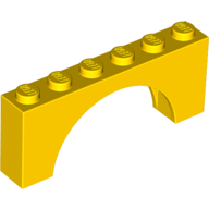Lego kostka (kostička) most oblouk 1x6x2, žlutá (330724)